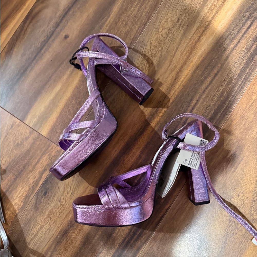 NWT ZARA Elegant Purple Strappy Women's Heels